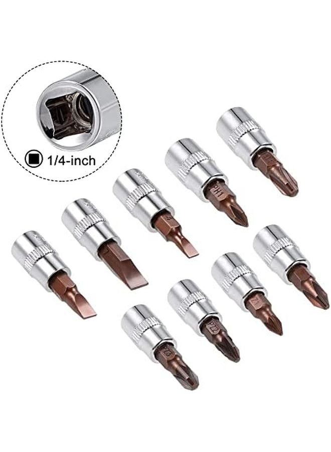 9 قطعة 1 4 بوصة مجموعة مقابس CR V بتات فولاذية S2 Pozidriv Slotted Phillips PH1 PH3 FD4 FD7 PZ1 PZ3 - Image 3